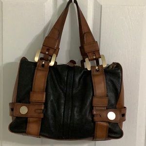 🦋 Vintage MICHAEL KORS shoulder bag in black and brown leather.